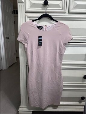 Bebe Solid Short Sleeve Bodycon Dress